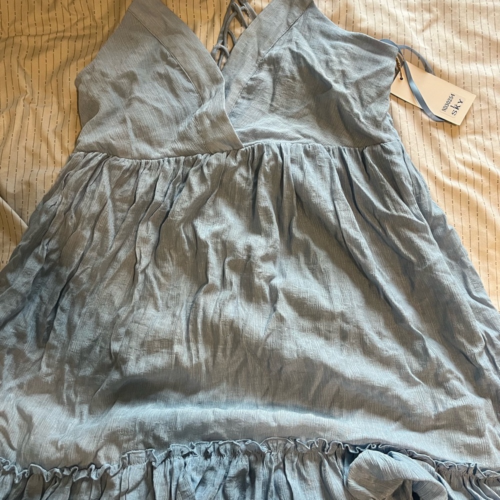 Blue V-Neck Dress